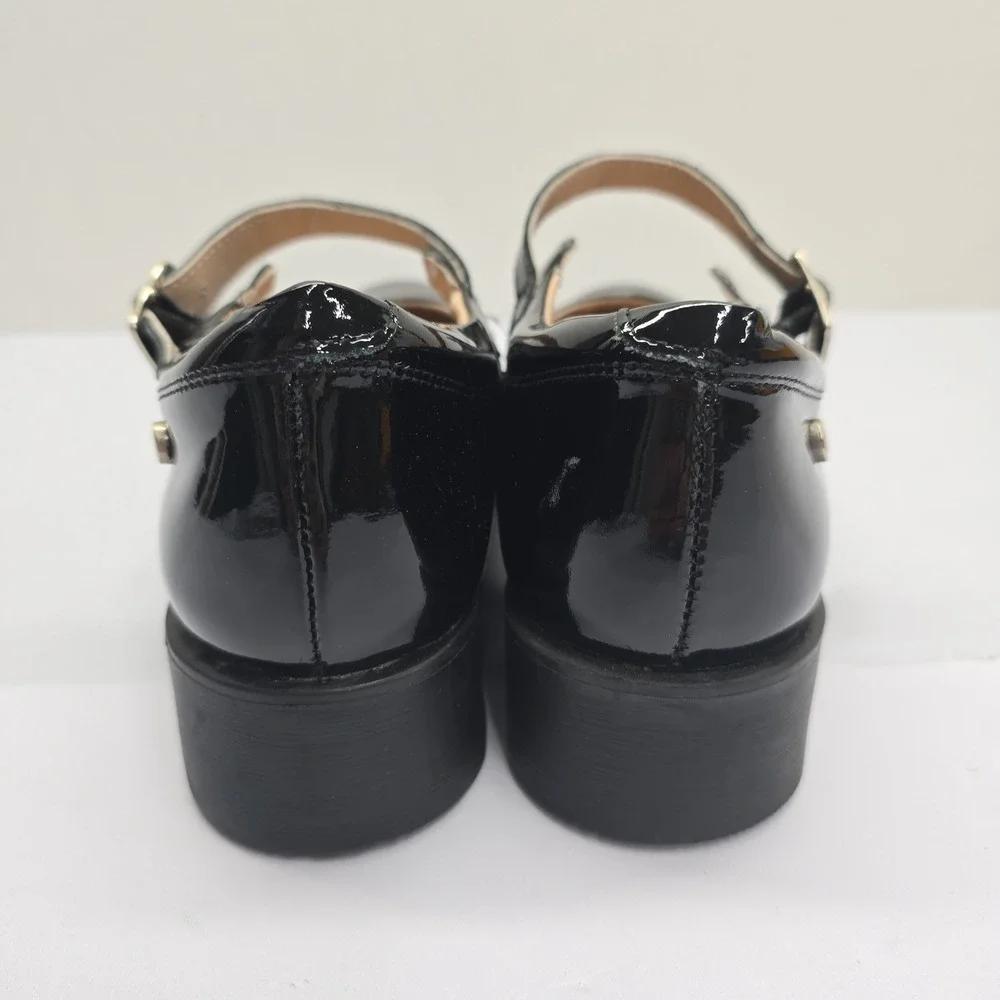 Dogi Black Patent Leather Chunky Lug Sole Mary Jane Shoes Womens Size 39 8.5